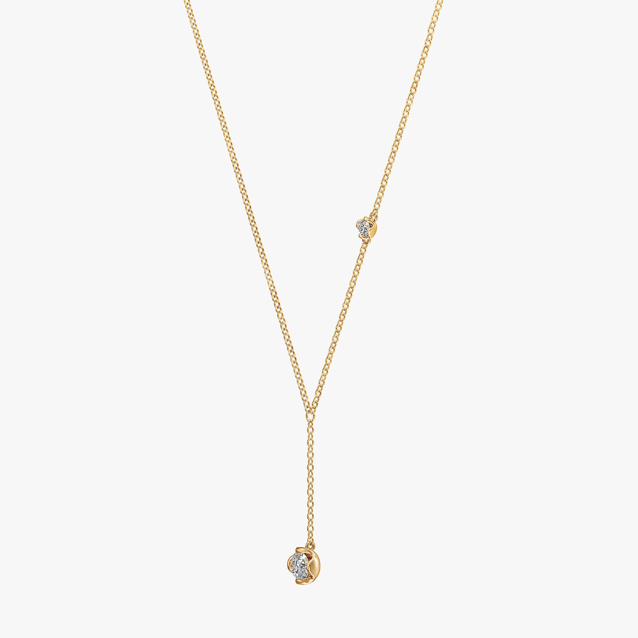 J'EVAR 14KT Yellow Gold Lariat ALTR Lab Grown Diamond Necklace Perspective View