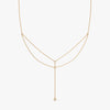 J'EVAR 14KT Yellow Gold Double-Layered Lariat ALTR Lab Grown Diamond Necklace Front View | 0.70 CT