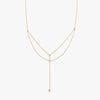 J'EVAR 14KT Yellow Gold Double-Layered Lariat ALTR Lab Grown Diamond Necklace Perspective View | 0.70 CT