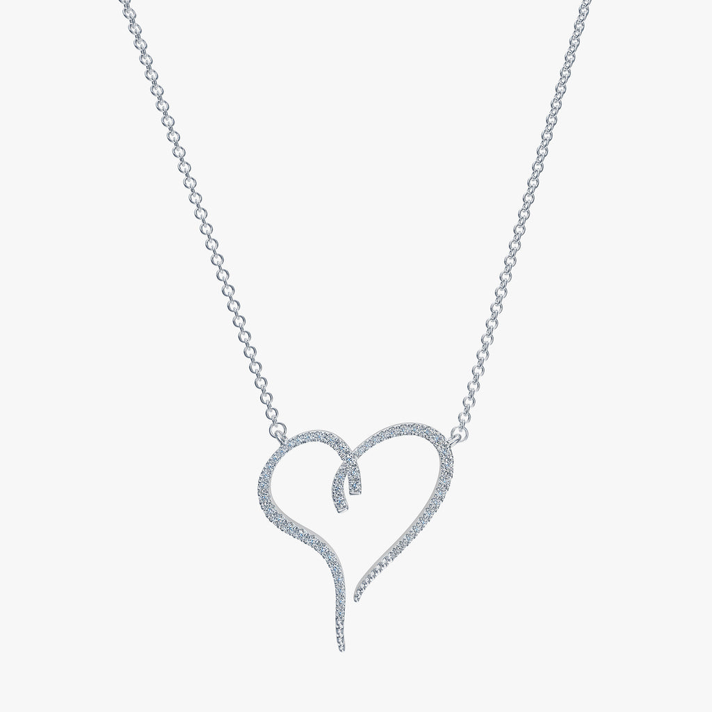 J'EVAR Sterling Silver Heart ALTR Lab Grown Diamond Necklace Front View | 0.30 CT