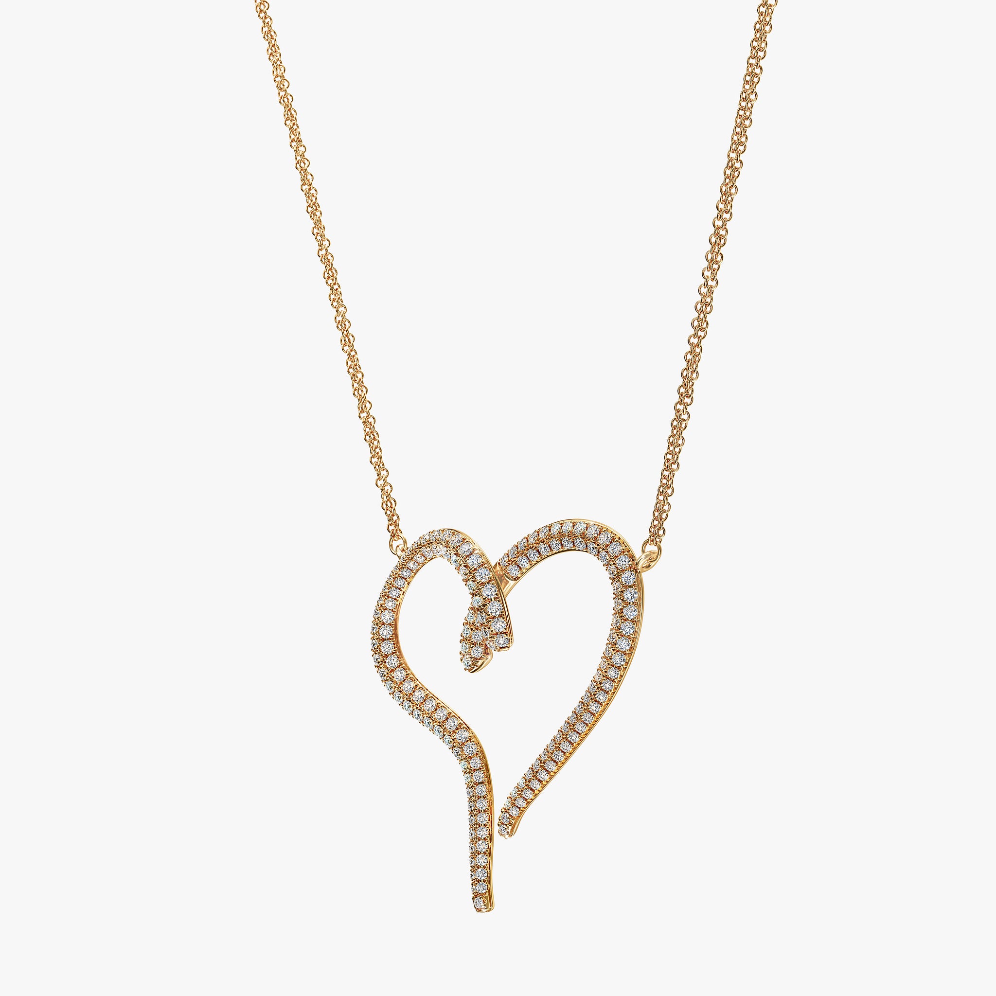 J'EVAR 14KT Yellow Gold Pave Heart ALTR Lab Grown Diamond Necklace Side View