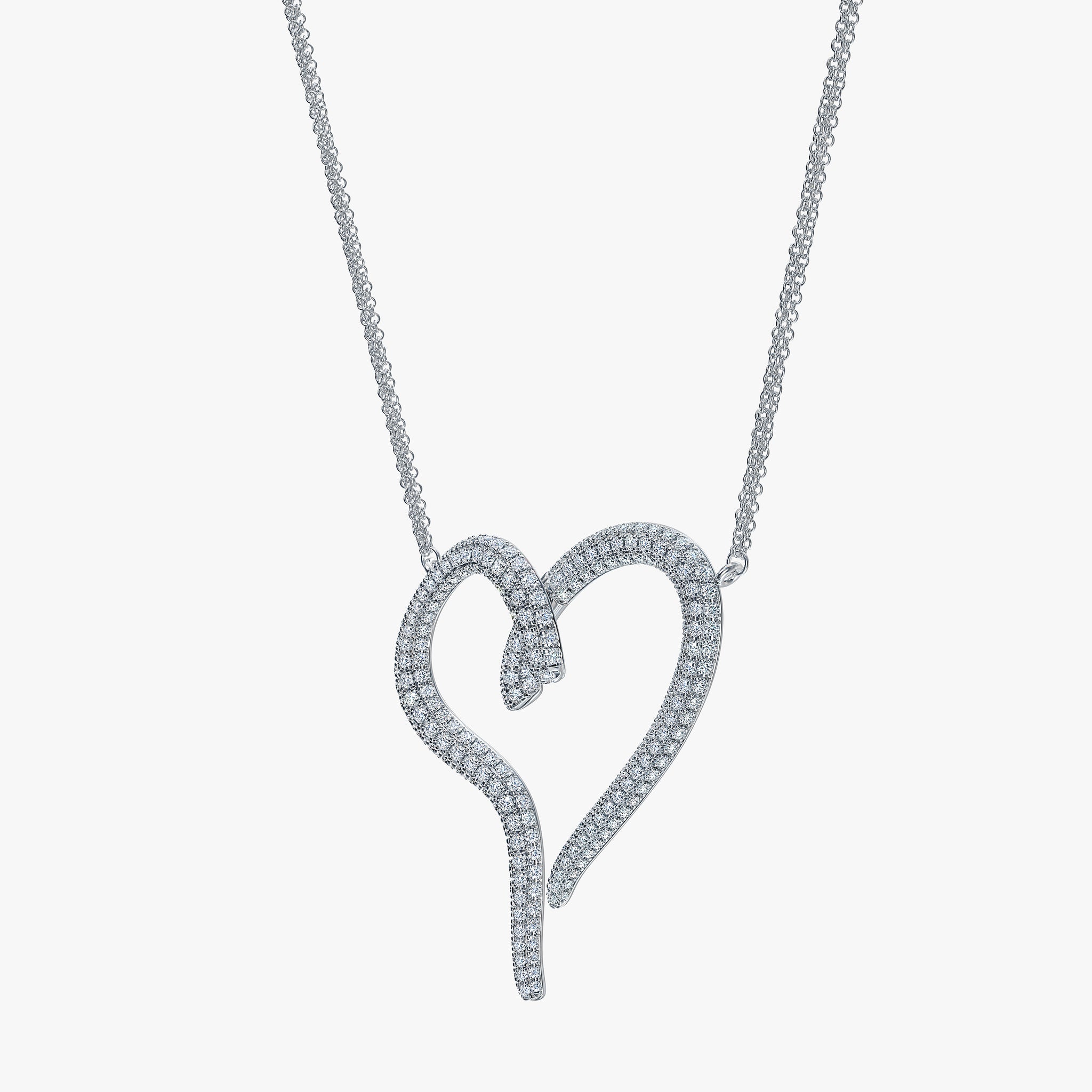 J'EVAR 14KT White Gold Pave Heart ALTR Lab Grown Diamond Necklace Perspective View
