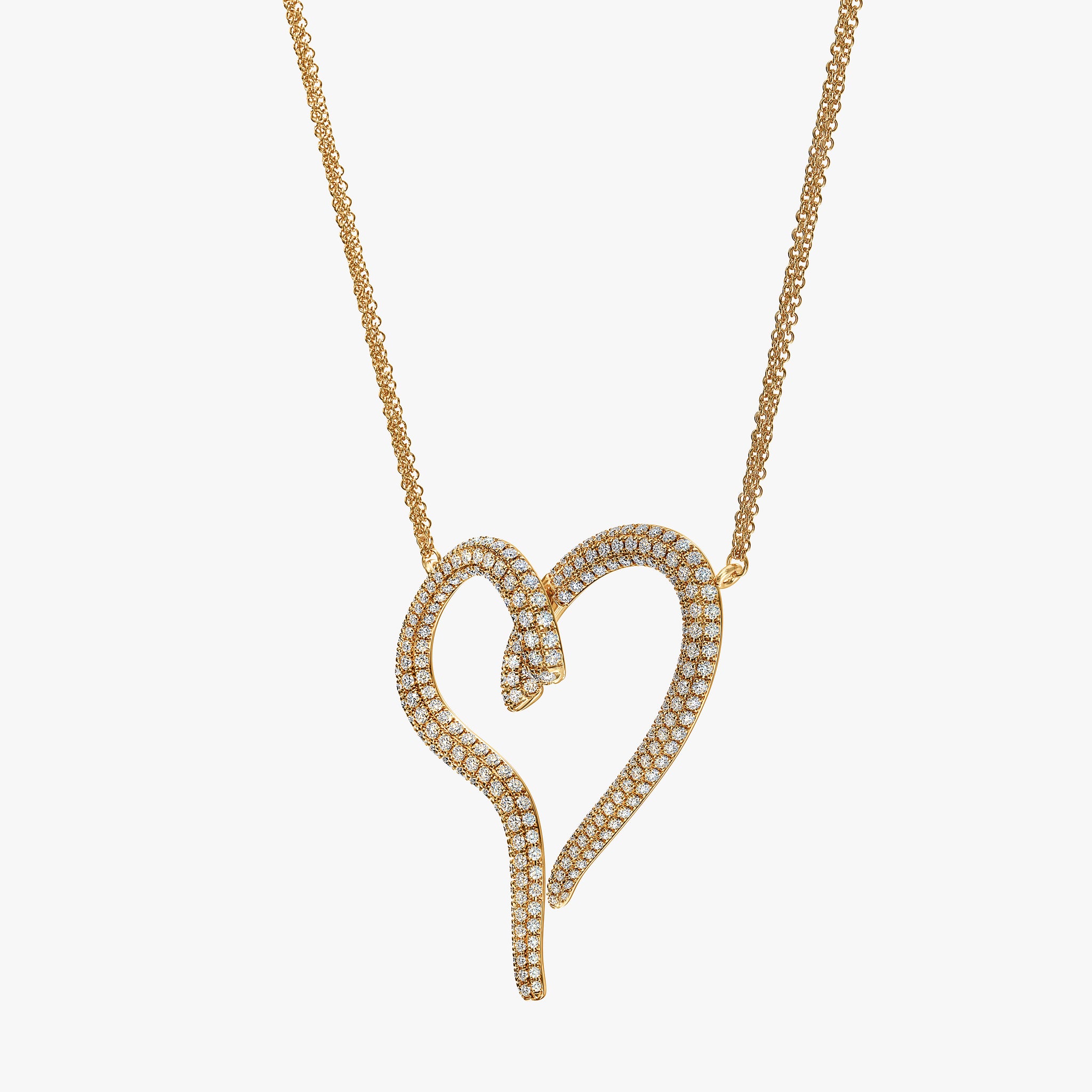 J'EVAR 14KT Yellow Gold Pave Heart ALTR Lab Grown Diamond Necklace Side View