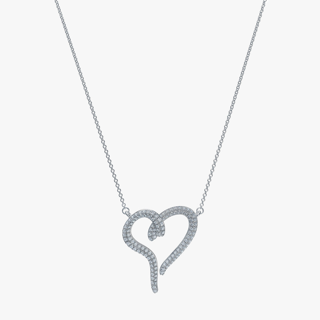 J'EVAR 14KT White Gold Pave Heart ALTR Lab Grown Diamond Necklace Front View | 0.50 CT