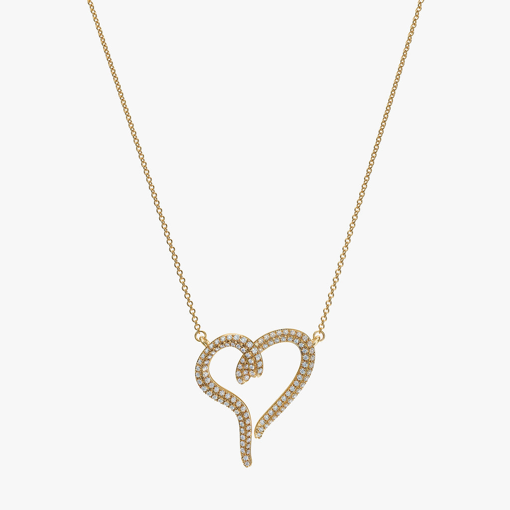 J'EVAR 14KT Yellow Gold Pave Heart ALTR Lab Grown Diamond Necklace Front View | 0.50 CT