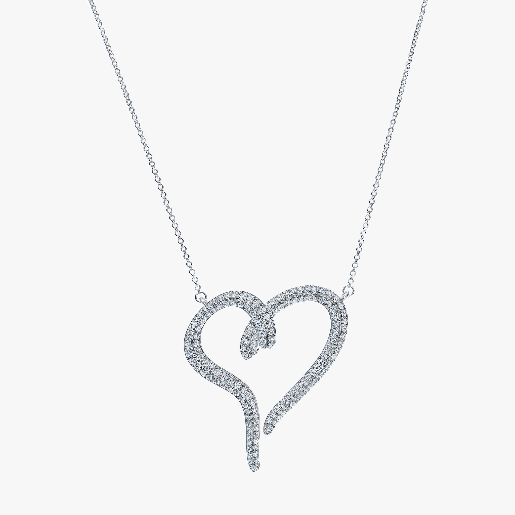 J'EVAR 14KT White Gold Pave Heart ALTR Lab Grown Diamond Necklace Front View
