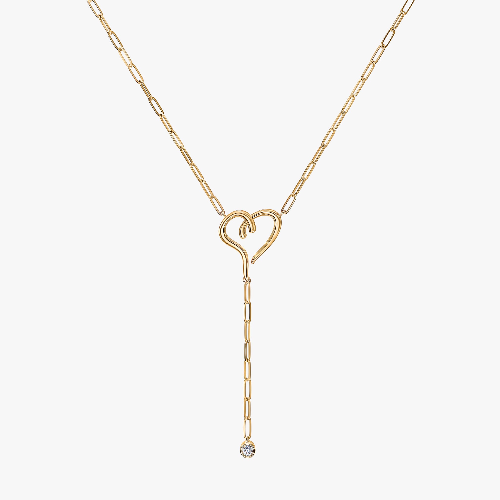 Pave Heart Padlock 14k Yellow Gold Pendant Necklace in White Diamond