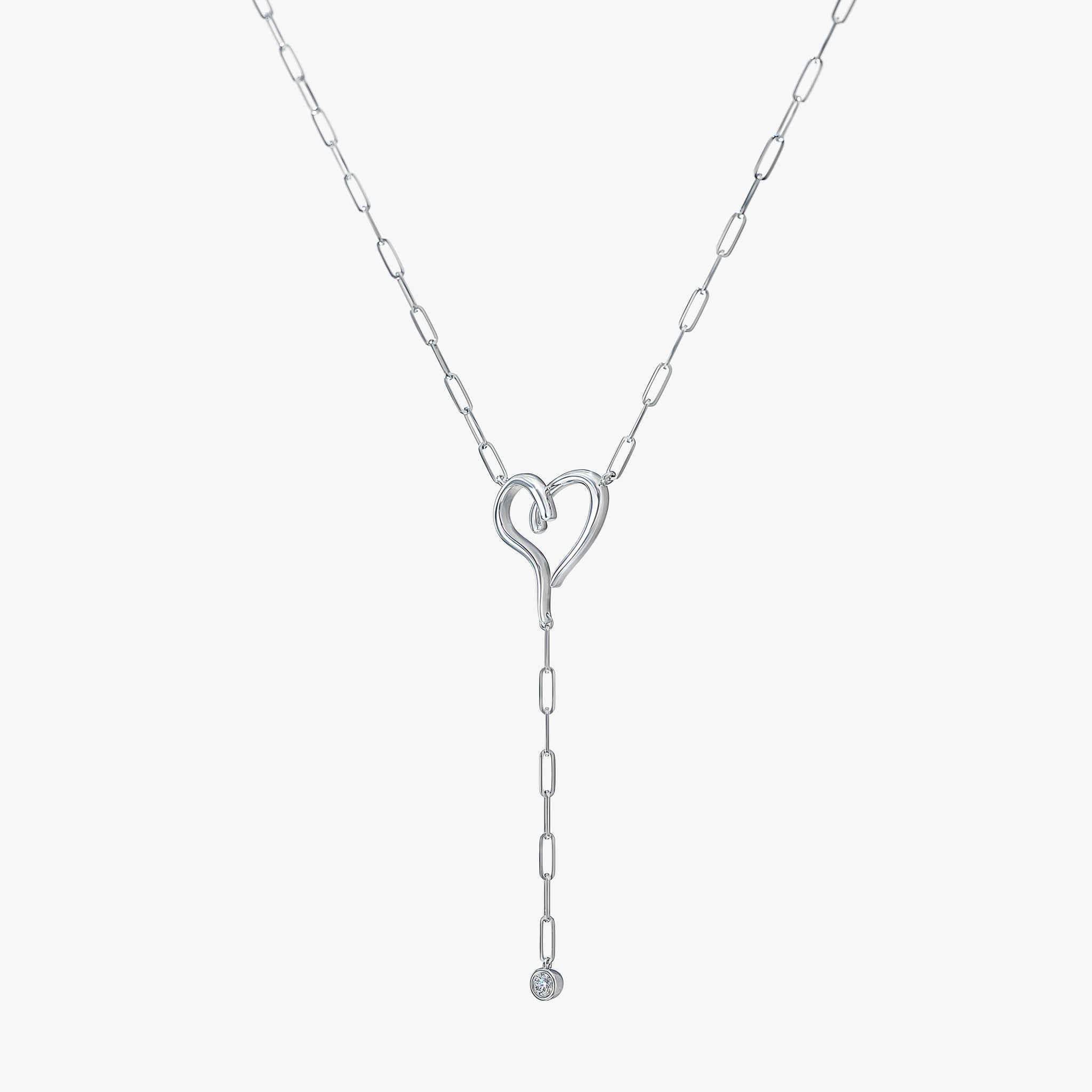 J'EVAR Sterling Silver Lariat Solitaire ALTR Lab Grown Diamond Necklace Perspective View