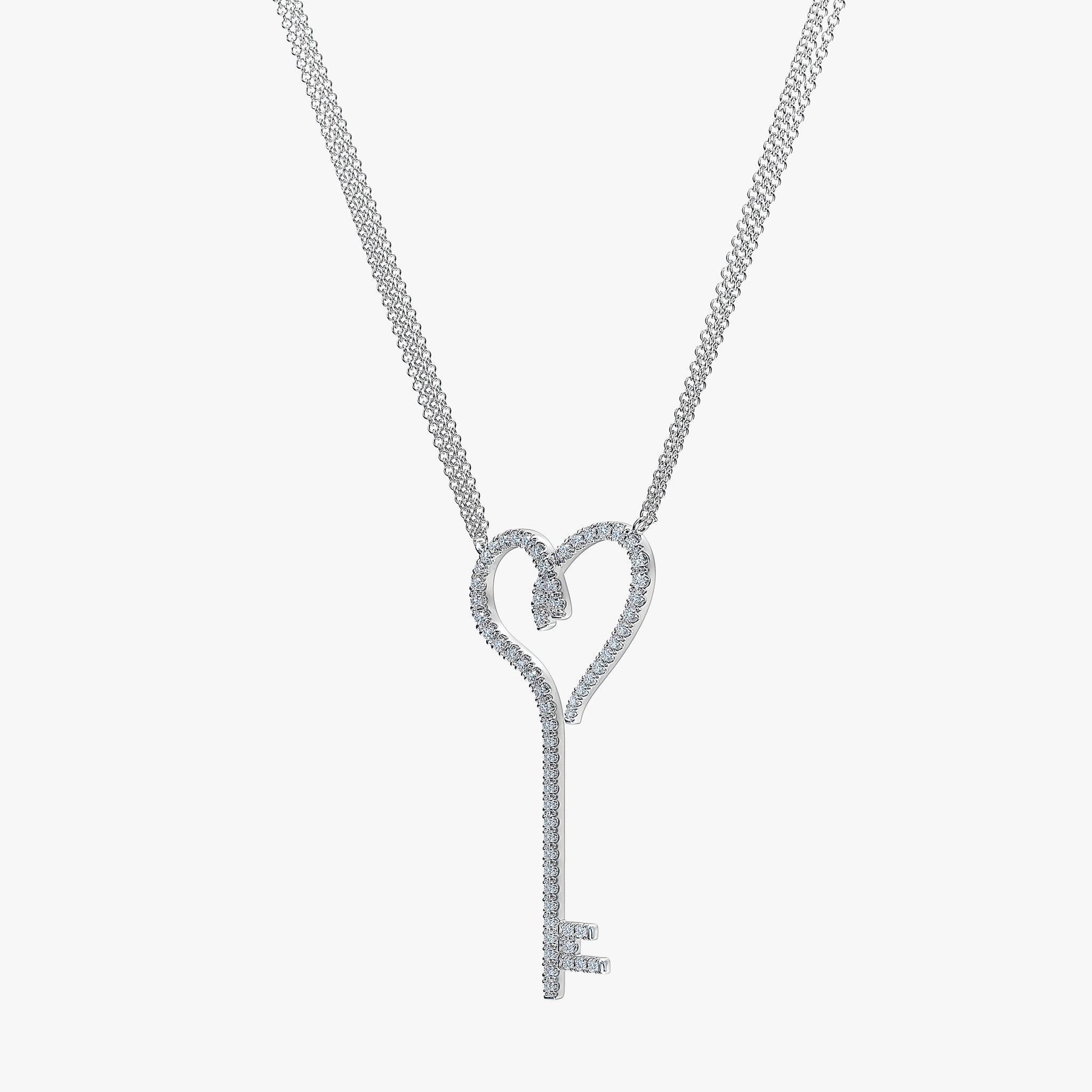 J'EVAR 14KT White Gold Heart Key ALTR Lab Grown Diamond Necklace Lock View