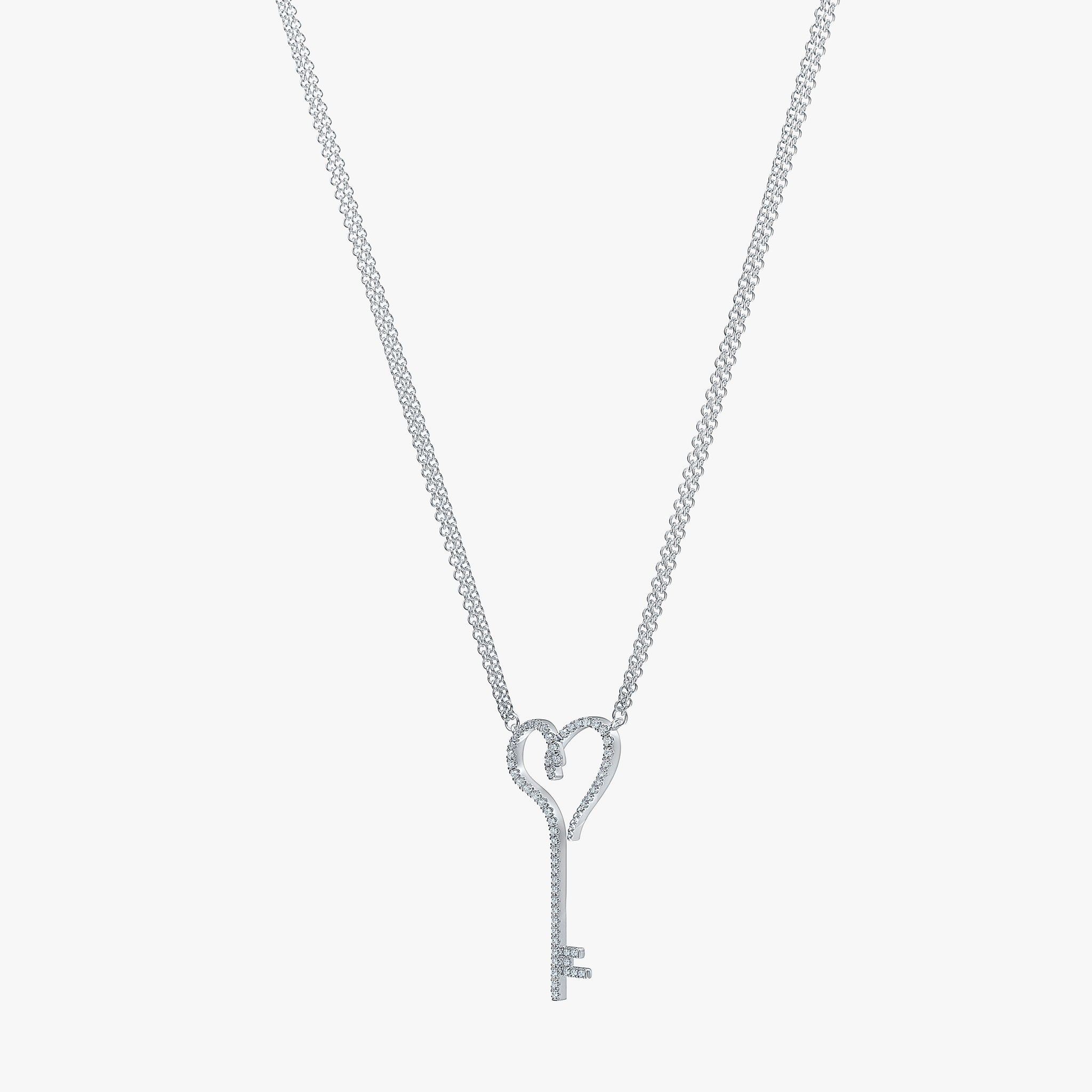 J'EVAR Sterling Silver Heart Key ALTR Lab Grown Diamond Necklace Side View
