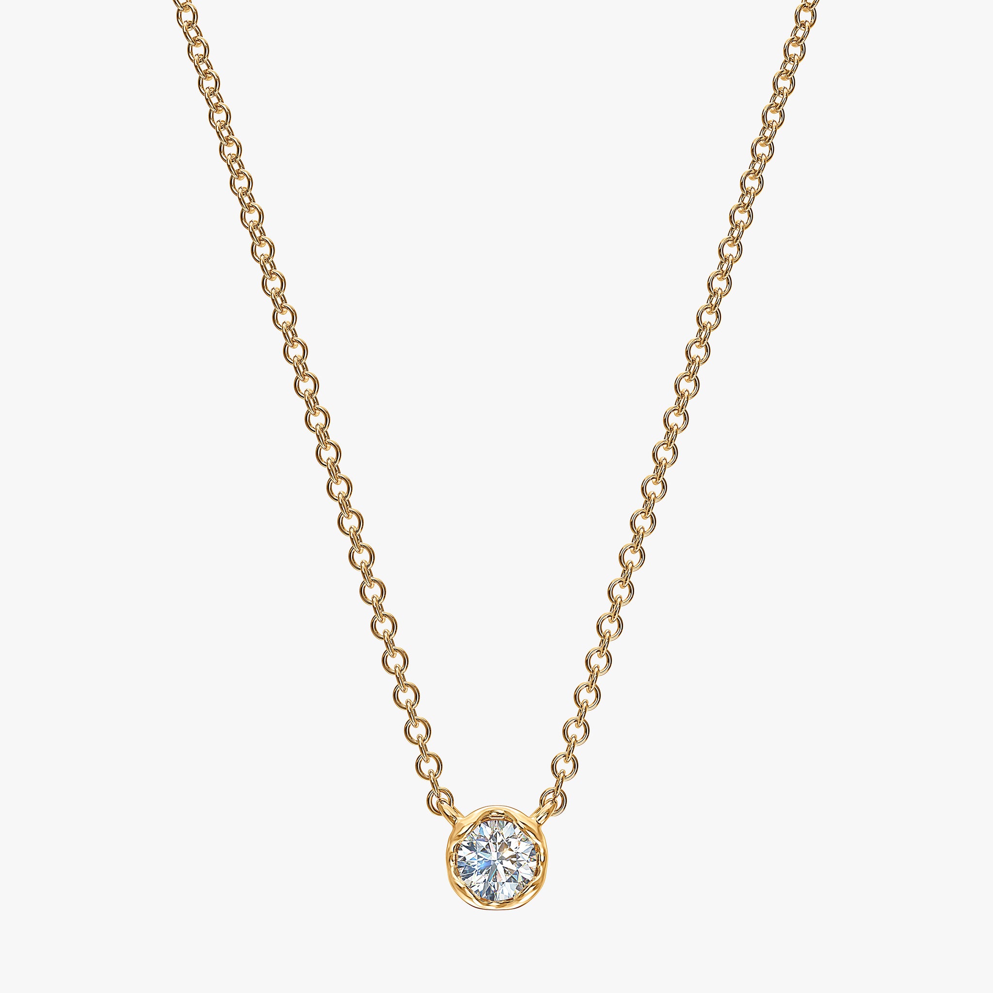 J'EVAR 14KT Yellow Gold ALTR Lab Grown Solitaire Diamond Necklace Front View | 0.10 CT