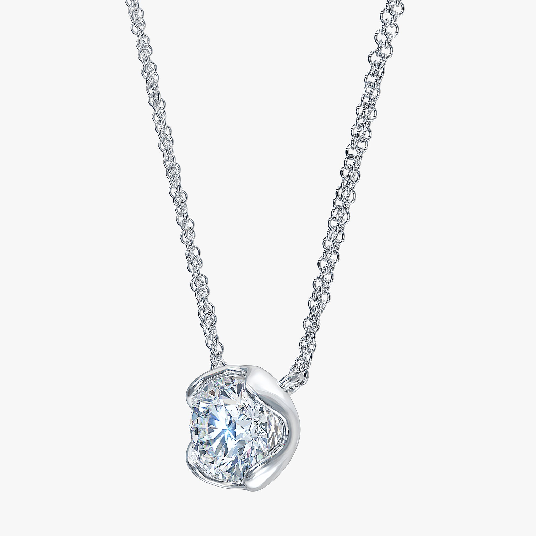 J'EVAR 14KT White Gold Solitaire ALTR Lab Grown Diamond Necklace Size Guide
