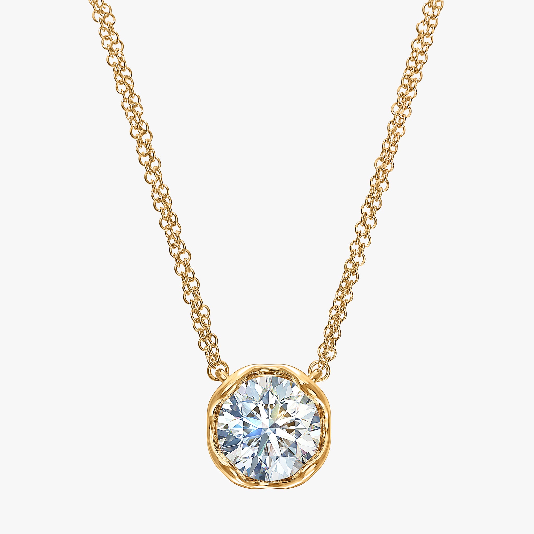 J'EVAR 14KT Yellow Gold ALTR Lab Grown Solitaire Diamond Necklace Size Guide 