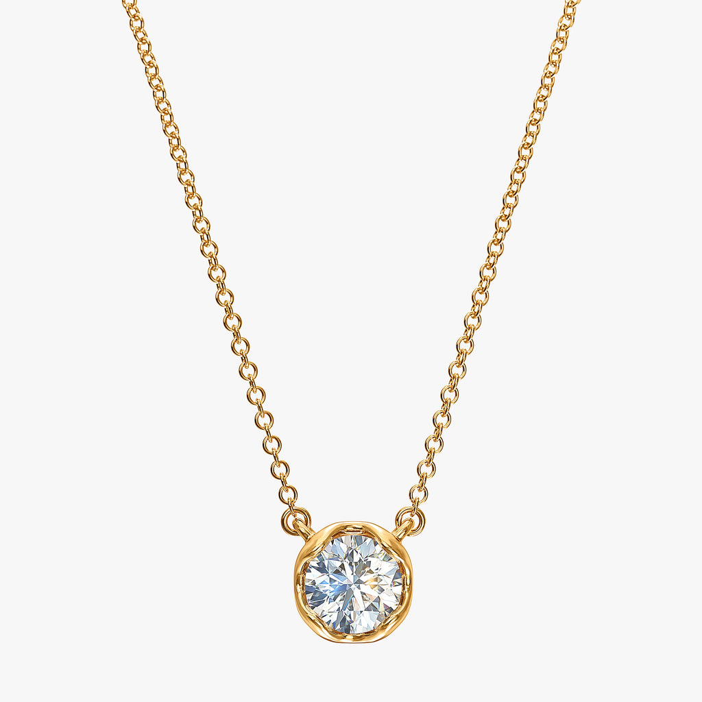 J'EVAR 14KT Yellow Gold ALTR Lab Grown Solitaire Diamond Necklace Front View | 0.50 CT