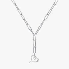 Paperclip Lariat Heart Necklace