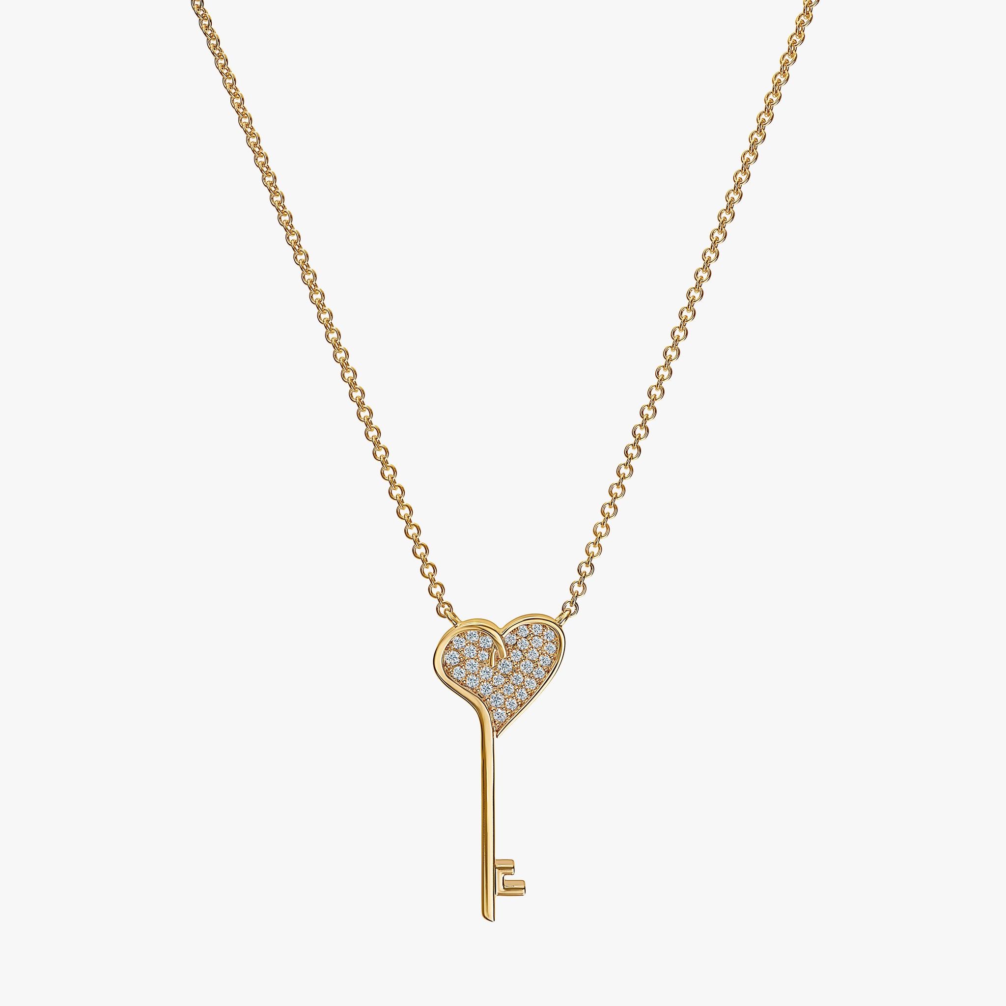 J'EVAR 14KT Yellow Gold Heart Key ALTR Lab Grown Diamond Necklace Front View | 0.10 CT
