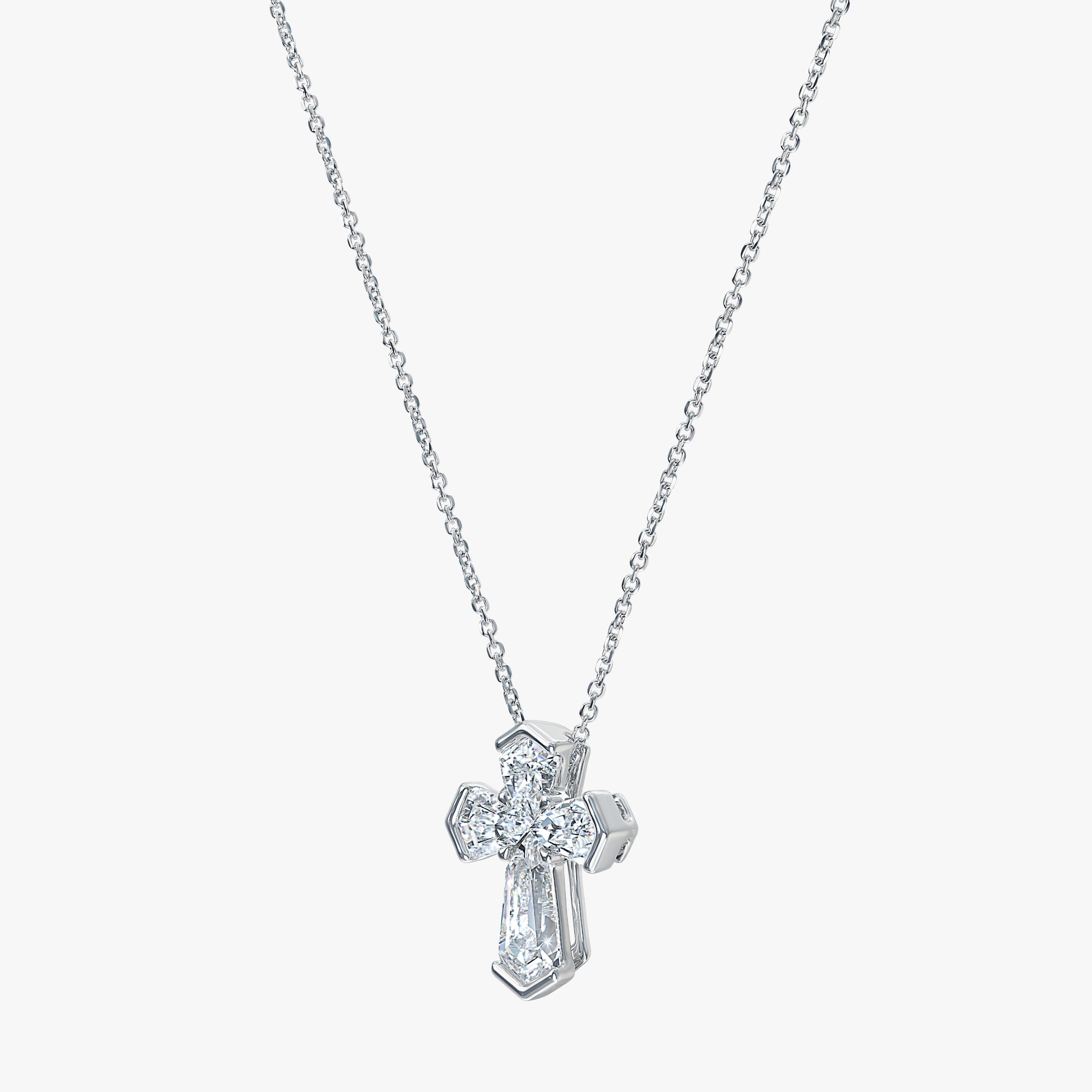 J'EVAR 14KT White Gold Unity Cross ALTR Lab Grown Diamond Necklace Lock View