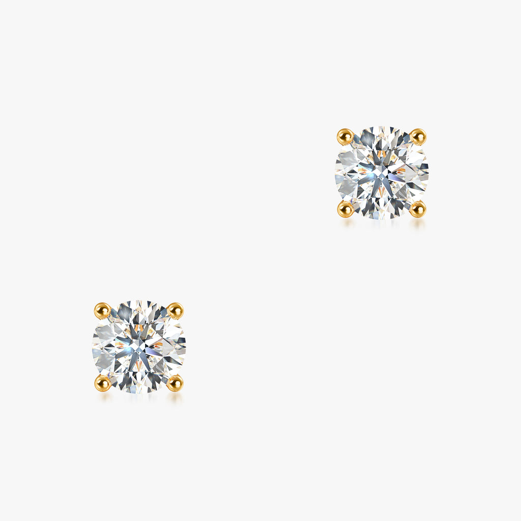 J'EVAR 14KT Yellow Gold ALTR Lab Grown Diamond Stud Earrings Front View | Pair / 2.00 CT